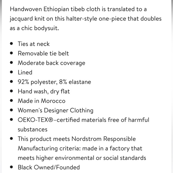 NWT Lemlem turquoise navy white tribal stripe belted swimsuit size medium - Picture 4 of 16